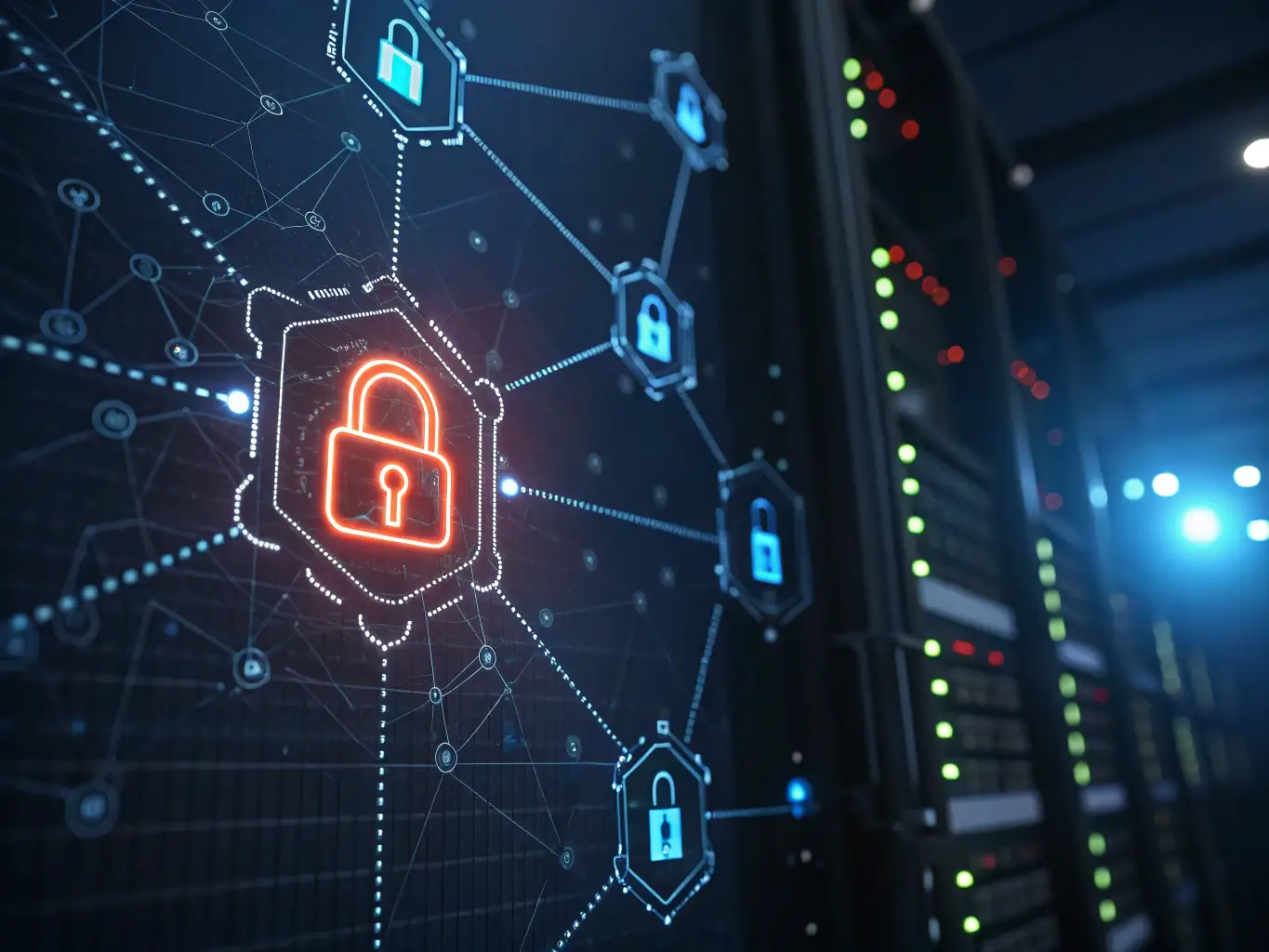 An abstract image representing the flow of data in a quantum-secured blockchain network, emphasizing the speed, efficiency, and security of transactions. The image should convey a sense of innovation and technological advancement.